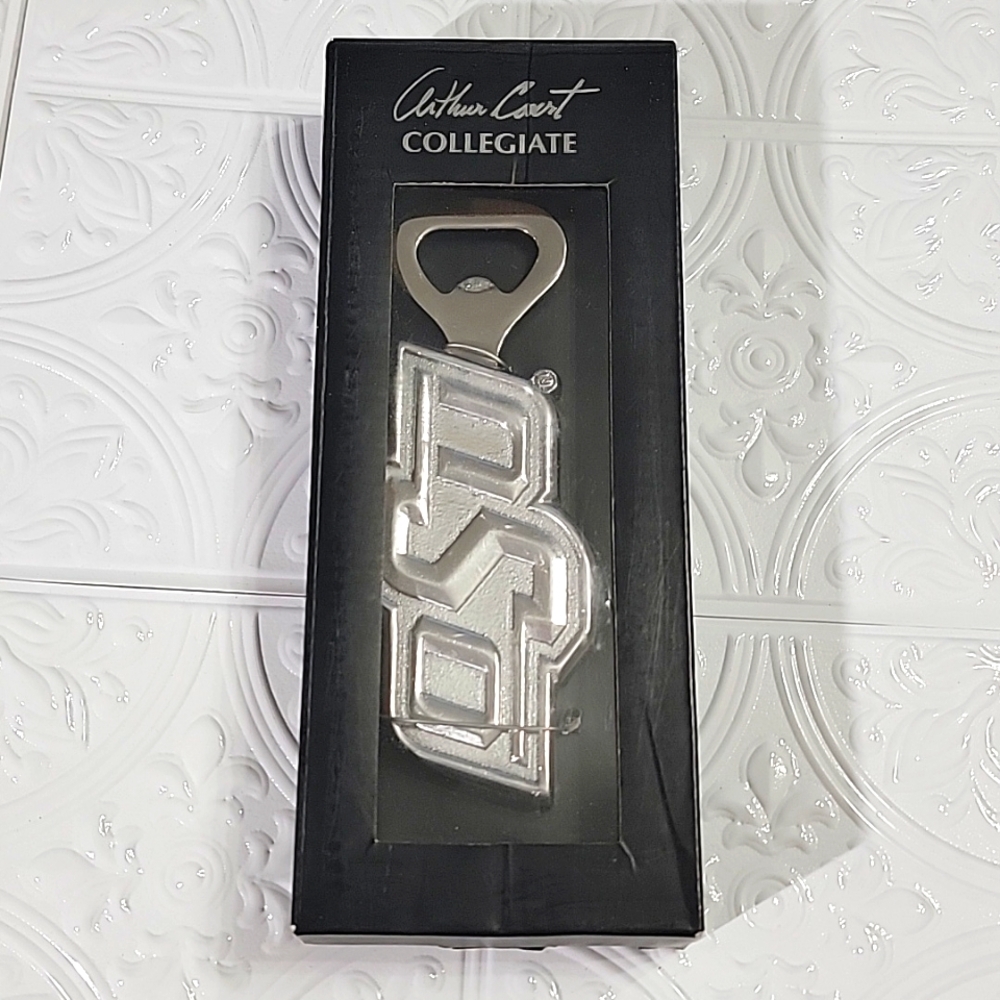 Arthur Court Collegiate Oklahoma State Bottle Silver Metal Bottle Opener
